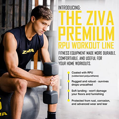 ZIVA Premium Hex Dumbbells – Commercial Grade Rubber Urethane Coated Free Weights for Strength Training, Weightlifting, Home Gym – Durable Steel Core – Sold in Pairs and Sets - style: u) 6 Pair Set + Rack