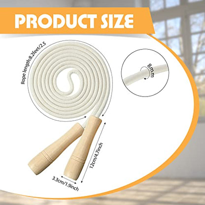4 Pcs Jump Ropes for Kids with Wooden Handle Cotton Braided Adjustable Skipping Rope for Exercise Fitness Jumping Rope for Children Boys Girls Students Preschooler Outdoor Fun Activity