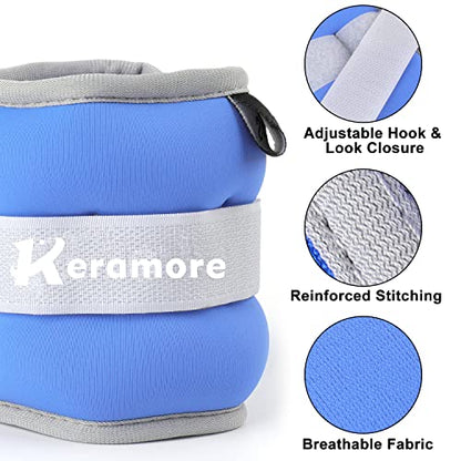 Ankle Weights, 1/2/3/4/5/6/8/10/12 LBS (1 Pair) Wrist Arm & Leg Weighted for Women Men Kids with Elongated Strap for Exercise, Fitness, Jogging, Aerobics, Yoga, Dancing and Physical Therapy