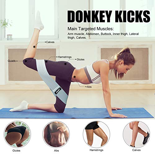 Resistance Bands for Legs and Butt, Exercise Bands Booty Bands Hip Bands Wide Workout Bands Sports for Squat Glute Hip Training (Set of 3)