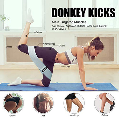 Resistance Bands for Legs and Butt, Exercise Bands Booty Bands Hip Bands Wide Workout Bands Sports for Squat Glute Hip Training (Set of 3)