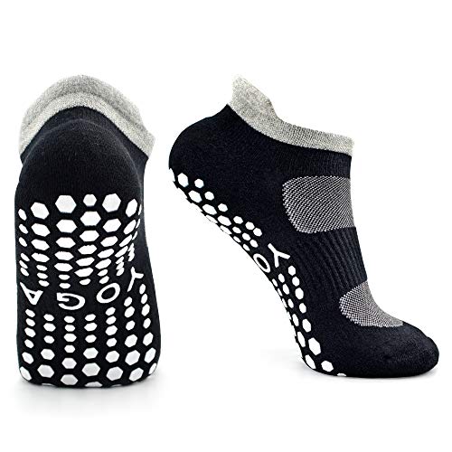 Busy Socks 2 Pack Women Ankle Non Slip Yoga Pilates Grip Socks with Cushion - color: 2 Pairs Black