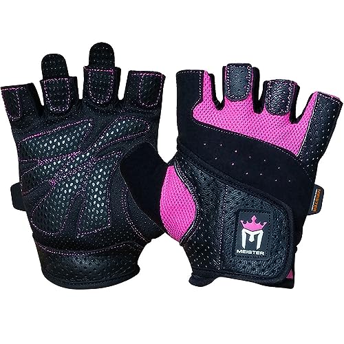 Meister Women's Fit Grip Weight Lifting Gloves w/Washable Amara Leather