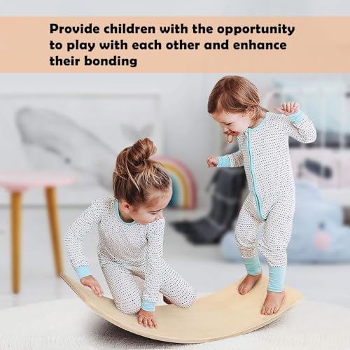 Wooden Balance Board Kids, [Natural Wood] Wobble Board for Toddlers Kids Children, 35" Rocker Board for Open Ended Montessori Learning Toy, Birthday Gifts for 3 4 5 6 7 8 Year Old Boys Girls (burlywood-L)
