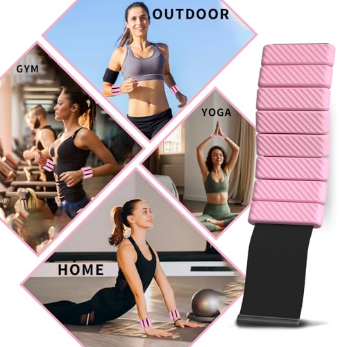 Pilates Wrist and Ankle Weights for Women, Adjustable 2 lbs Weighted Bangles for Men 1LB Each Arm Bands Foot Leg Weights for Walking Yoga Training Exercise Running Set of 2