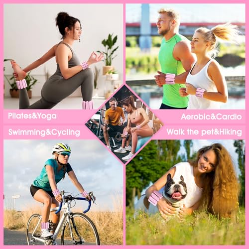 Wrist Weights, 2Pack Wearable Wrist Ankle Weights for Women and Men, Adjustable Silicone Arm and Leg Wrist Bracelets for Walking, Yoga, Pilates and Gym, 2lb - color: Pink