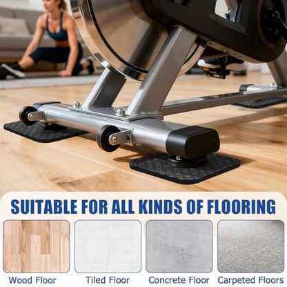4PCS Double-Sided Non-Slip Exercise Bike Mat Treadmill Mat, 4" x 4" Anti Vibration Mat for Exercise Bike, Treadmill, Walking Pad, Exercise Equipment Mat for Home Gym Floor Protection