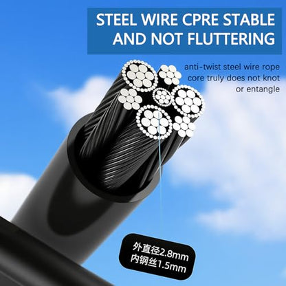 Ultra-Light Speed Rope Jump Rope with Black Ergonomic Handles,PVC Cable, Adjustable Length, for Cardio Training, CrossFit, Boxing - color: Black