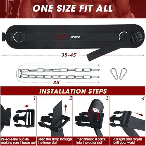 Dip Belt for Weightlifting, Weight Belt with Chain for Pullup, Weight Lifting Belt,Lifting Belt,Powerlifting Gym Belt for Pull Up, Squats, Powerlifting & Deadlift,Dip Belt,Capacity Up to 440 LBS,Waist Adjustable,Deadlifts & Added Weight Training
