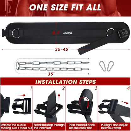 Dip Belt for Weightlifting, Weight Belt with Chain for Pullup, Weight Lifting Belt,Lifting Belt,Powerlifting Gym Belt for Pull Up, Squats, Powerlifting & Deadlift,Dip Belt,Capacity Up to 440 LBS,Waist Adjustable,Deadlifts & Added Weight Training