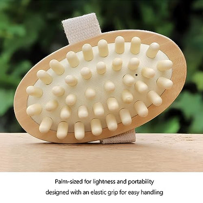 2 Pack Natural Wooden Anti Cellulite Massager Wood Hand-Held Massager Body Brush Muscle Relax Sauna Spa Head Massage Brush
