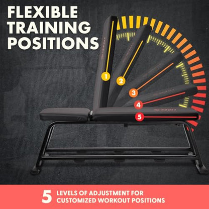Foldable Flat Weight Bench, Heavy-Duty Workout Bench for Home Gym, Compact and Portable Design, Adjustable and Durable Built with Cushioned Backrest for Strength and Resistance Training