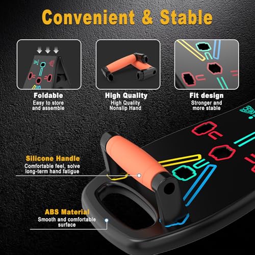 Push Up Board, Portable Pushup Board for Men, Foldable Push-up Board, Push Up Bar 20 in 1 for Chest Muscle Exercise Strength Training Equipment, Multifunctional Pushup Handles at Home Gym