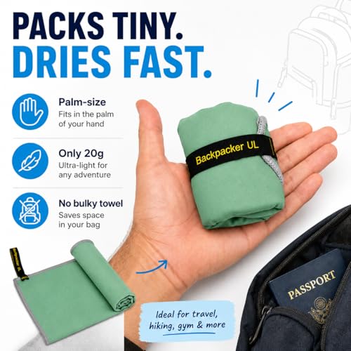 Backpacking Ultralight Quick Dry Microfiber Soft Fast Drying Hand and Face Towel Wash Cloth Camping Yoga Hiking Active Lifestyle Small (Green, Small) - color: Green, size: Small