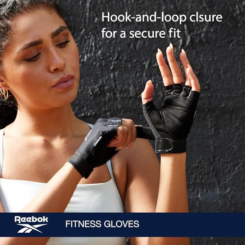 Reebok Classic Fingerless Gloves Lightweight Fitness & Weight Lifting Gloves for Training - color: Grey, size: Medium