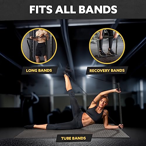 Adjustable Padded Steel Resistance Band Bar for Exercise, 26-38-Inches