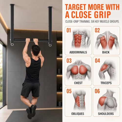 Ceiling Mount Pull Up Bar, 700lb, Fit 24" Ceiling Beam Spacing