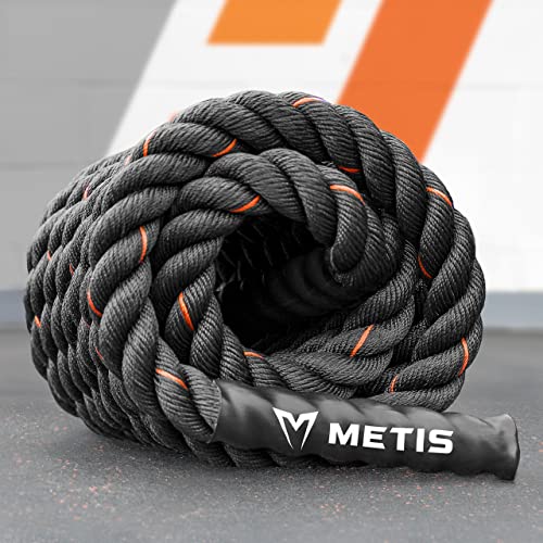 METIS Battle Ropes – Durable Fitness Ropes for Strength Training, 30ft/40ft/50ft Options – Ideal for Home Workouts & Gyms with Anti-Fray Handles - size: 50ft, style: 2 inch