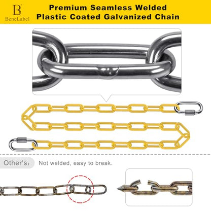 2Pcs 40" Heavy Duty Hanging Chains with Carabiners 1000 LBs Capacity Swing Chain Extension with Hooks Hammock Chains Yellow Coated Chain for Hanging Chair, Punching Bags, Swing Chair, Egg Chairs - color: Yellow, size: 40 Inch