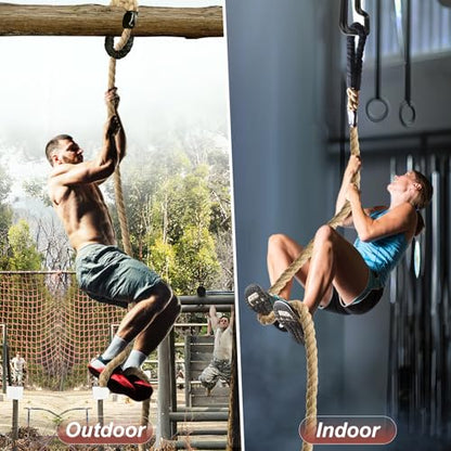 Climbing Rope Gym Exercise Ropes - 1.5 Inch Diameter 10FT 15FT 20FT 25FT 30FT 35FT 40FT 50FT Climb Rope for Fitness & Strength Training, Workout Climbing Rope for Adults Home Indoor or Outdoor - style: 1.5inch-30ft