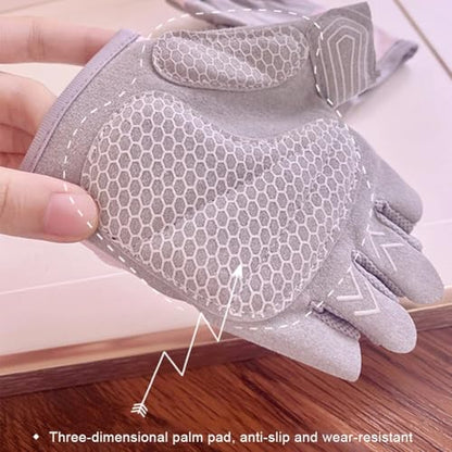 Utaly Women's Workout Gloves Fingerless Summer Gloves with Padded Breathable Mesh Non-Slip Sport Gloves for Cycling, Rowing