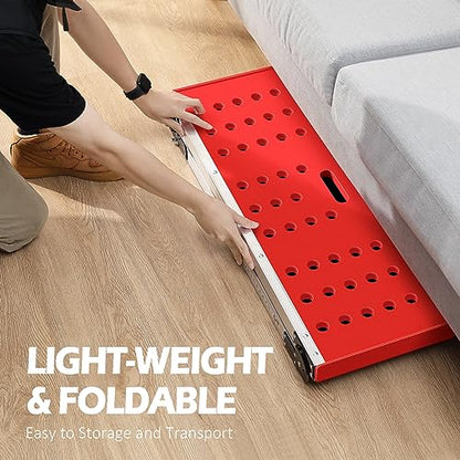 KINGRACK Folding Work Platform, Adjustable Step Ladder with Anti-Slip Feet Cover, Lightweight Stepladder with Safety Lock for Home, Office, Workshop and Garage, Maximum Load 330lbs