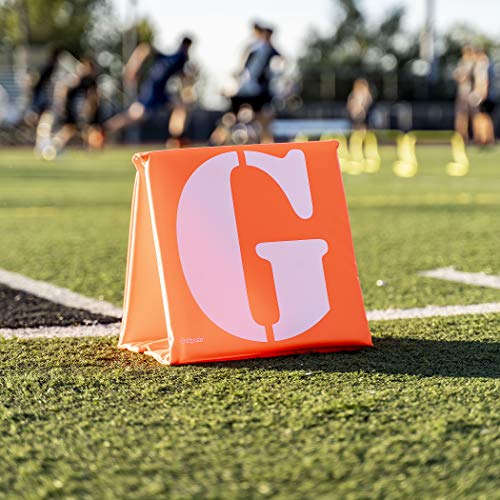 GoSports Football Field Yard Line Markers - Set of 11, High Visibility Weighted Yardage Markers with Portable Carrying Case