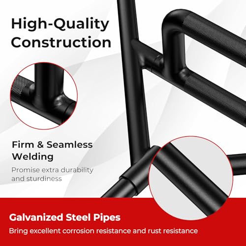 GYMAX Olympic Folding Trap Bar - 56" Chrome Hex Weight Lifting Bar for Squats, Deadlifts, Shrugs & Power Pulls - 800Lbs Capacity - color: Black, 1" Sleeve