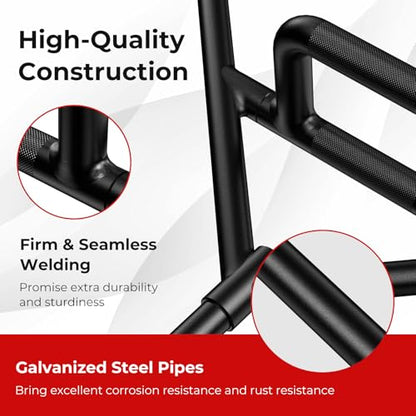 GYMAX Olympic Folding Trap Bar - 56" Chrome Hex Weight Lifting Bar for Squats, Deadlifts, Shrugs & Power Pulls - 800Lbs Capacity - color: Black, 1" Sleeve