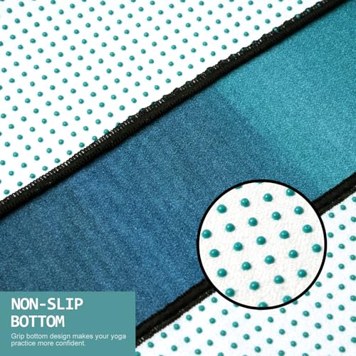 Eunzel Hot Yoga Towel, Non Slip Yoga Mat Towel Sweat Absorbent Printed Yoga Towel with Grip Dots for Hot Yoga, Pilates and Workout 72"x 24", Teal Flow