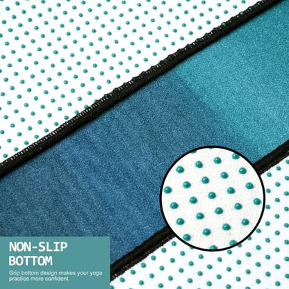 Eunzel Hot Yoga Mat Towel with Grip Dots, Printed Design 72" x 24" - color: Teal Flow