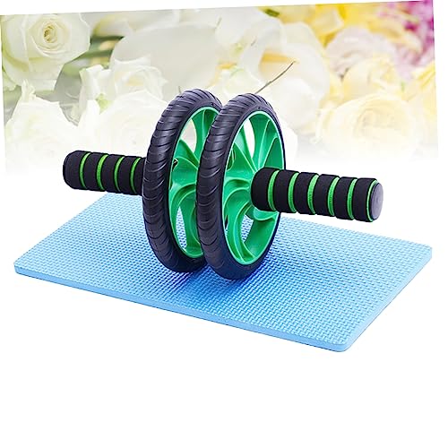Dual-wheel Abdominal Roller Knee Pad Device for Muscle Building and Endurance Training Green