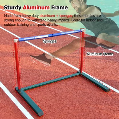 Height Adjustable Hurdles, Pro Adjustable Speed Agility Hurdles for Obstacle Training, Portable Aluminum Sport Squad Hurdle Set, Fitness Group/School Track and Field, A