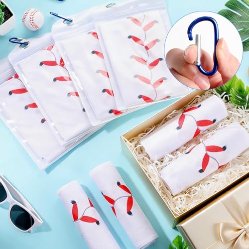 6Pcs Baseball Cooling Towels with Bags 38x12 in Breathable Chilly Microfiber Ice Towel Fast Drying Sport Team Gift for Player Coach Gym Workout Biking Running Yoga (Baseball) - color: White