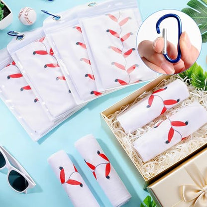 6Pcs Baseball Cooling Towels with Bags 38x12 in Breathable Chilly Microfiber Ice Towel Fast Drying Sport Team Gift for Player Coach Gym Workout Biking Running Yoga (Baseball) - color: White
