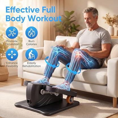 Under Desk Elliptical, Leg Exerciser While Sitting for Seniors with 12-Speeds & Remote Control, Portable Elliptical Machine Trainer Foot Pedal Exerciser for Home