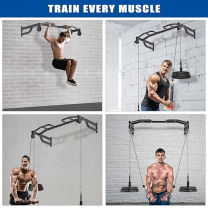 Kipika 48" Ceiling Mounted Pull Up Bar, Heavy Duty Multi-Grip Chin Up Bar,Mounted Pullup Bar, Adjustable Height, Pull Up Bands for Chin Ups & Body Stretching, Ideal for Home Gym and Strength Training - color: 48" Pull Up Bar with 2 Pulleys