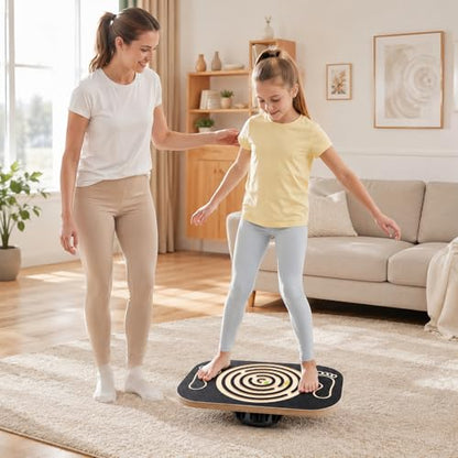 Wooden Balance Board Maze, Wobble Balance Board for Kids and Adults, for Core Strength Training, Leg Workout, Physical Therapy, Fitness, Skateboarding with Labyrinth
