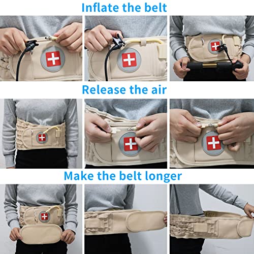 Decompression Back Belt, Inflatable Back Brace for Back Pain,Beige - color: Beige