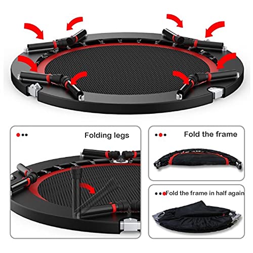 Trampoline 40in Mini Foldable Trampoline, Detachable and Adjustable Armrests, Indoor Outdoor Gym Exercise Sports Cardio Workout for Adults Children