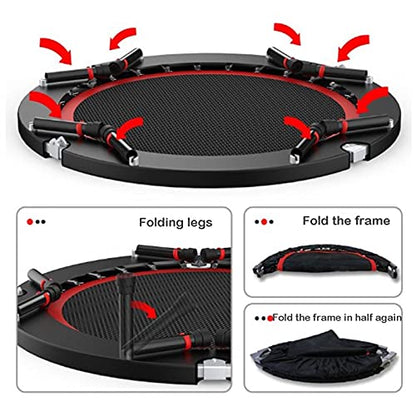 Trampoline 40in Mini Foldable Trampoline, Detachable and Adjustable Armrests, Indoor Outdoor Gym Exercise Sports Cardio Workout for Adults Children