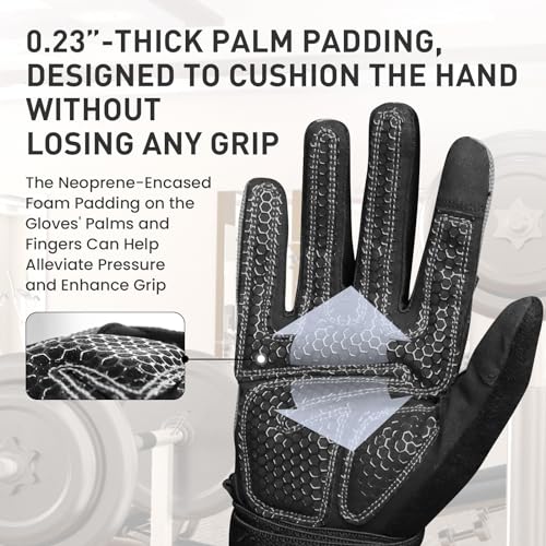 FINGER TEN Weightlifting Workout Gloves Men - color: Full-Black, size: Small