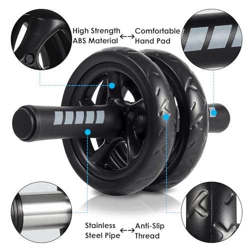 Arespark Ab Roller Wheel, Home Gym Equipment for Core Workout, No Noise Exercise Wheels with Knee Pad, Fitness Training Wheel Abs Workout Equipment for Sports