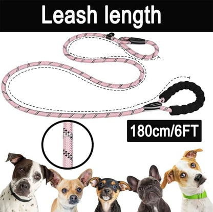 6 FT Heavy Duty Dog Leashes with Comfortable Padded Handle,Light Pink - color: Light Pink, size: 6 Feet x 1/2 Inch