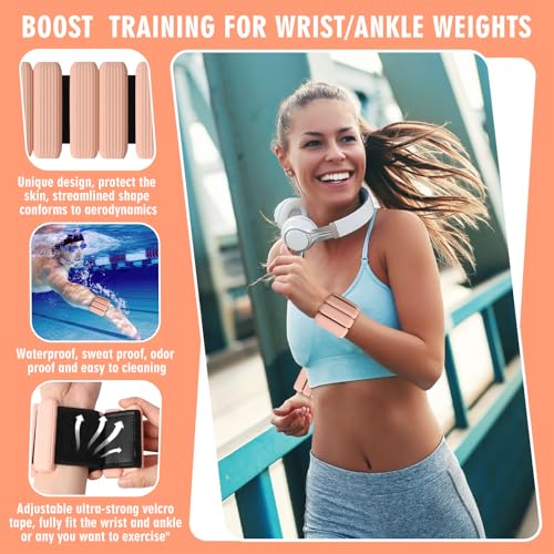 Wrist Weights, 2Pack Adjustable Wearable Wrist Ankle Weights for Women/Men, Silicone Wrist Bangles for Walking, Yoga, Pilates, and Gym, Arm & Leg Workout, 2lb - color: Flesh Pink