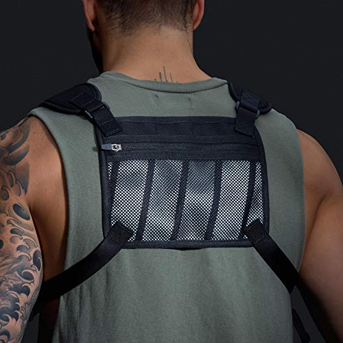 MVRK Water Resistant Running Vest Chest Pack, Phone Holder for Running, Lightweight Training Pack with Reflective Detail - color: Olive