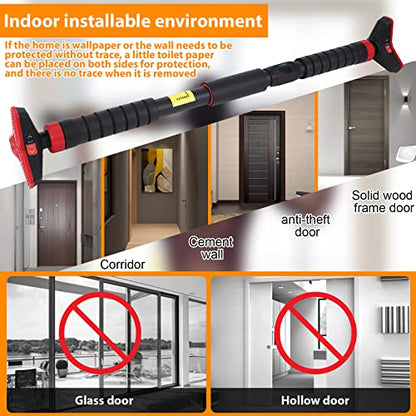 Adjustable Pull Up Bar for Doorway, No Screw Chin Up Bar Max Load 440 Lbs, Strength Training Bars with Level Meter, Adjustable Width 27.6”-42” for Home Gym & Office