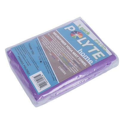 POLYTE Microfiber Hot Yoga Towel Mat with Non-Slip Silicone Grip and Secure Fit Elastic Straps, 24 x 72 in (Purple)