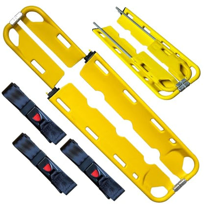 Portable Ambulance Scoop Stretcher, Lightweight Patient Transfer Board, Foldable PE Medical Stretcher with Safety Straps, 350 Lb Capacity for EMS and Emergency Rescue