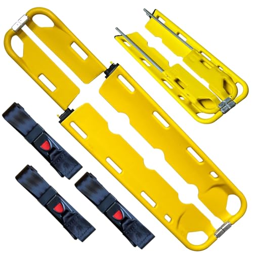 Portable Ambulance Scoop Stretcher, Lightweight Patient Transfer Board, Foldable PE Medical Stretcher with Safety Straps, 350 Lb Capacity for EMS and Emergency Rescue